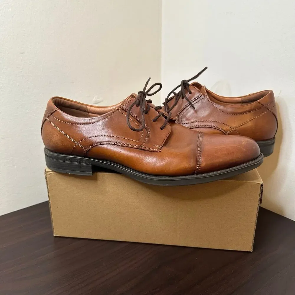 Florsheim Brown Leather Midtown Cap Toe Lace-Up Oxford Dress Shoes Size 10 Men's